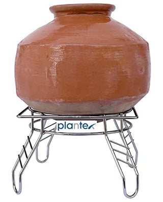 Plantex Heavy Stainless Steel Matka Stand/Pot Stand/Plant Pot Stand(21.5 x 21.5 x 14.5 cm, Silver-Chrome)