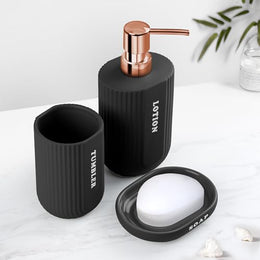 Plantex Ceramic Bathroom Set - Soap Holder for Bathroom/Liquid Soap Dispenser/Tumbler Holder/Toothbrush Holder - 3 Pcs Set
