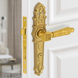 Plantex Main Door Lock Handle Set/6-Lever Lock Mechanism with 3 Years of Warranty/Mortise Door Lock with 3 Keys, Brass Lockbody & Cylinder(657- Gold)