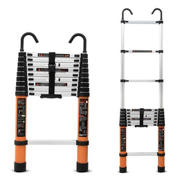 Plantex 2.9m (9.5 ft.) Aluminium Telescopic Ladder/10-Step Portable Ladder with Removable Hooks/Foldable Multipurpose Collapsible Ladder for Home & Outdoor Use/2 Year of Warranty by Plantex (Orange)