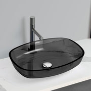 Plantex Matt Basin For Bathroom/Glass Tabletop Wash Basin/Luxury Countertop Basin For Home/Office (21 X 16 X 4 Inch - Black)