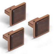 Plantex Knobs for Drawer | Kitchen Cabinet Knobs | Pulls Handles Knobs for Wardrobe, Kitchen & Cabinet | Square Drawer Pulls and Knobs - Pack of 3 (Rose Gold & Wood)