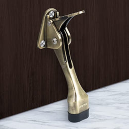Plantex Door Stopper for Home - 5 Inch Long Hydraulic Stopper With Rubber Grip (Set of 8, Brass Antique)
