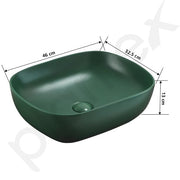 Plantex Rectangular Ceramic Basin for Bathroom/Washbasin/Designer Tabletop Wash Basin (Olive Green) (18 x 13 x 5 Inch)