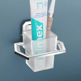 Plantex 304 Grade Stainless Stee Tumbler Holder/Tooth Brush Holder/Bathroom Accessories Pack of 1, Cute (Chrome)