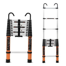 Plantex 10.5 feet (3.2m) Telescopic Ladder/Durable Steps/Collapsible Ladder for Home or Outdoor Work/Aluminium Telescopic Ladder - (Orange)