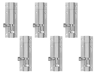 Plantex Stainless Steel 4-inch Tower Bolt/Tower Bolt for Home,Offices Doors and Windows/Tower Bolt for Main Door/Wardrobe Door Latch/Kundi/Chitakini/Door Latch for Windows (Chrome, Pack of 6)