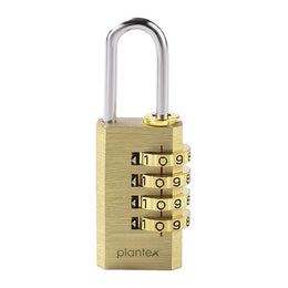 Plantex 4-Digit Code Combination Brass Locks/Number Lock/Portable Luggage Lock/Travel Lock for Briefcase/Laptop Bags - Pack of 1 (Small, Brass Antique)