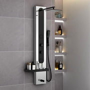 Plantex  Shower Panel for Bathroom/304 Grade Stainless Steel Modern Shower System with Head Shower/Hand Shower & Massage Spray Jet for Bathroom - Pack of 1 (Chrome and Black, KM-8097)