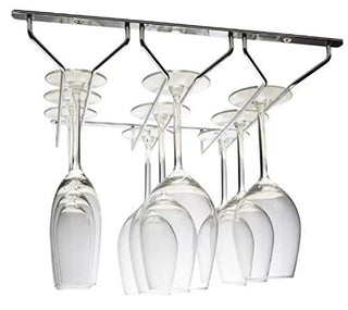Plantex Wine Glass Rack/Holder Upside Down Hanging Organizer/Glass Hanging Stand for Pubs/Kitchen/Bars (L15.5 x W13 Inches - Triple Line)