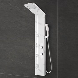 Plantex SS-304 Marble Textured Shower Panel for Bathroom with Showerhead/Hand Shower with Hose Pipe & Clamp/Body Massage Jets/Bathroom Shower System -(KM-8099)