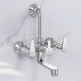 Plantex Wall Mixer for Bathroom 2 in 1 with L-Bend Connector for Overhead Shower/Tap Mixer/Water Saving Nozzle Tap - 7 Year Manufacturer's Warranty (LEA-718-Chrome)