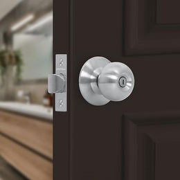 Plantex Bathroom Door Lock - Keyless Cylindrical Lock for Bathroom/Balcony/Tubular Door Knob/Handle (Without Key-Matt)