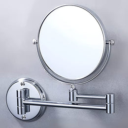 Plantex Premium Brass Magnifying Mirror/Two-Sided 360Ã‚Â° Swivel Shaving Mirror with 5x/1x Magnification/Vanity Mirror for Bathroom (8 Inches-Chrome/Wall Mount)