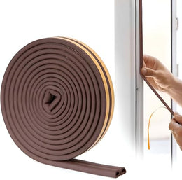 Plantex Window Seal Tape for Perimeter/Door Strip/DIY 3M Self Adhesive/Soundproof & Weatherproof Strip - Pack of 1 (D Shape, 18Feet, Brown)