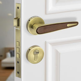 Plantex Main Door Lock/Mortise Lock for Door with 3 Years of Warranty - Robust Door Lock for Home with Brass Lock Body & Cylinder (Brass Antique & Wood Finish)