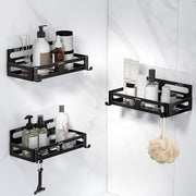 Plantex Shelf for Bathroom/Self-Adhesive Bathroom Organizer/Wall Mount/Shelf for Kitchen - Pack of 3 (Black)