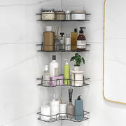 Plantex Corner Shelf for Bathroom/Bathroom Organiser Without Drill/Kitchen Organiser/Shelf For Corner(Black-Pack of 4) Alloy Steel