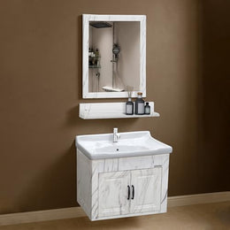 Plantex Unbrekable Bathroom Vanity Cabinet & Washbasin Set/Basin Cabinet for Bathroom with Mirror (White)