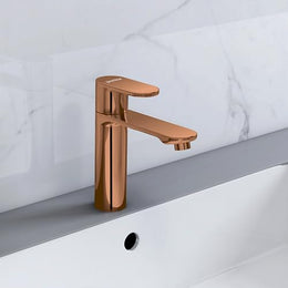 Plantex Pure Brass Single Lever Pillar tap for wash Basin/Table top wash Basin tap with Teflon Tape/Quarter Turn tap for wash Basin/Wash Basin tap-(ORN-203-Rose Gold)