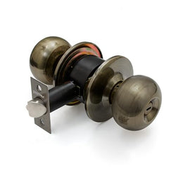 Plantex Bathroom Door Lock/Keyless Cylindrical Lock for Bathroom/Balcony/Tubular Door Knob/Handle (Without key-Brass Antique)