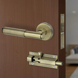 Plantex Heavy Duty Door Lock – Bathroom Door Lock/Mortise Keyless Handle Set for Home/Bathroom/Store Room/Balcony/Office with Baby Latch (603 - Brass Antique)