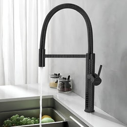 Plantex Brass Sink Tap for Kitchen Basin/360Ã‚Â° Swivel Spout Kitchen Faucet with Double Handle| Spring Pull Out Tap for Kitchen Sink-(8982-Black)