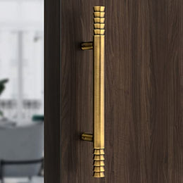 Plantex Heavy-Duty Golden Lotus 14 Inch Main Door Handle for Home/Glass & Wooden Door/Pull-Push Handle for Home/3 Years Warranty Pack of 1 (Brass Antique)