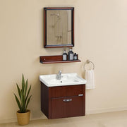 Plantex Wall Mount Vanity Cabinet with Washbasin and Mirror/Unbrekable Bathroom Organizer/Washbasin with Cabinet (Brown)