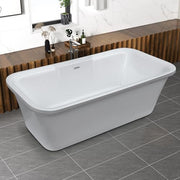 Plantex Freestanding Bathtub For Bathroom/Bath tub for Adults/Deep Soaker Bathtub with Overflow, Popup and Drain Pipe (BSM-219-White-1700mm)