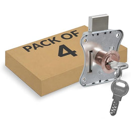 Plantex Drawer Lock/20mm Brass Lock for Cupboard/Multipurpose Cupboard Lock with Key for Home/Office - Pack of 4 (Rose Gold)