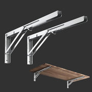 Plantex Heavy Duty 20 Inch Foldable Shelf Bracket/Stainless Steel Multipurpose Bracket/L Bracket/Space Saving Bracket for Wall/Folding Table Bracket for Home & Office (Pack of 2, Chrome)