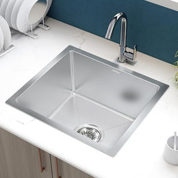 Plantex Guranteed Stainless Steel 304 Grade Kitchen Sink/Undermount Handmade Sink for Kitchen with 7 Years of Warranty by Plantex/Single Bowl Sink with All Fittings & Drying Rack(Matt - 16x18 Inches)