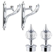 Plantex Heavy Duty Aluminium Diamond Curtain Holder/Curtain Brackets/Curtains Rod Holder with Support 1 Inch Rod (Chrome - 1 Pair)