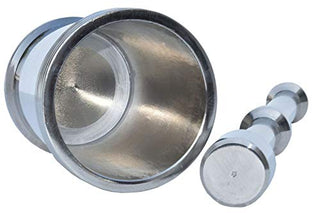 Plantex Heavy Stainless Steel Mortar & Pestle Set|Spice Mixer|Khalbatta|Khal|Okli for Kitchen - Size 2(Dia: 7.5, H: 7 cm)