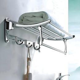 Plantex Stainless Steel Folding Towel Rack for Bathroom/Towel Holder in Bathroom/Towel Rod/Bathroom Accessories(24 Inch-Chrome)