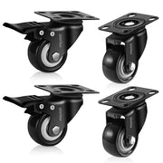 Plantex 2 .5 Inch Caster Wheel/Heavy Duty Soft PU Swivel Caster Wheels with 360 Rotation and No Noise/Wheels for Heavy Furniture/Trolley Cart/Table - Set of 4 (Black) - (2 with Brakes & 2 Without)