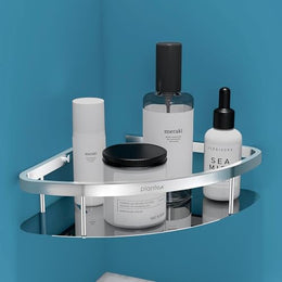 Plantex Bathroom Corner Shelf for Wall Mount/304 Grade Stainless Steel Corner Shelf for Bathroom with Railings/Bathroom Accessories Holder (9x9 inches, Chrome)