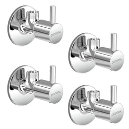 Plantex Angle Valve with Flanges & Teflon Tape/Pack of 4/Angle Cock for Bathroom and Kitchen - (Chrome)