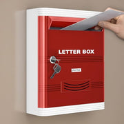 Plantex Durable Plastic Letter Box/Suggestion Box for Office/Letter Box for Home gate with Key Lock/Complaint Box/Mail Box - (Red & White), Wall Mounted