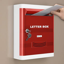 Plantex Durable Plastic Letter Box/Suggestion Box for Office/Letter Box for Home gate with Key Lock/Complaint Box/Mail Box - (Red & White), Wall Mounted