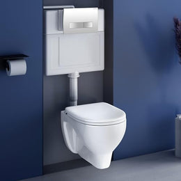 Plantex Ceramic Commode For Toilet/Wall Hung Commode With Dual Flush Tank/Conceal Flush Tank/Tank With All Internal Accessories/Toilet With Soft Closing Toilet Seat - (White)
