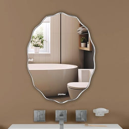 Plantex Frameless Oval Mirror for Wall/Mirror with Beveled Smooth Edges/Mirror for Bathroom/Dressing Room/Living Room/Bedroom/Entryway - (15 X 18 Inch)