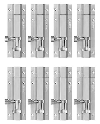 Plantex Stainless Steel 4-inch Tower Bolt/Tower Bolt for Home,Offices Doors and Windows/Tower Bolt for Main Door/Wardrobe Door Latch/Kundi/Chitakini/Door Latch for Windows (Chrome, Pack of 8)
