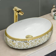 Plantex Wash Basin For Bathroom/Tabletop Designer Ceramic Basin/Countertop Vessel Sink Basin - Indo-European Collection - Pack of 1 (24 x 16 x 7 Inch)
