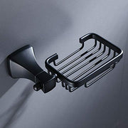 Plantex Towel Rack with Fix Towel Rod/Aluminium Folding Towel Bar/Single Soap Dish/Soap Holder/Tumbler Holder/Toothbrush Holder for Bathroom/Bathroom Accessories - Combo (Black)