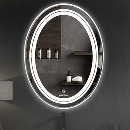 Plantex Bathroom Mirror with LED 3 Lights Tone/Designer Mirror for Living Room/Bedroom/Dressing Room - Oval Shape (18 X 24 Inch)