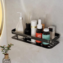 Plantex Bathroom Shelf for Wall/Wall Mounted Shelves Without Drill/Self Adhesive Bathroom Shelf/Rack/Kitchen Organizer with Magic Sticker(12x5 inches, Matt Black)