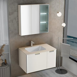 Plantex Wash Basin with Cabinet Full Set/Rectangle Bathroom Vanity/Bathroom Washbasin Cabinet with LED Mirror and Coupling (NZBC-37)