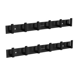 Plantex Aluminum Hook Rail with L-Shape Hooks for Walls of Bathroom/Kitchen–Hook Rail Bar for Clothes/Towel/Keys-Pack of 2 (6 Hooks, Black)